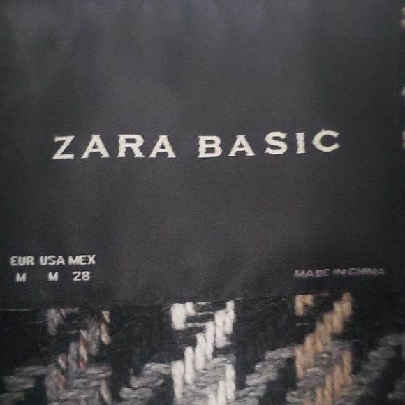 zara BASIC Houndstooth Wool Blend Coat Jacket with Belt Medium - Picture 3 of 5